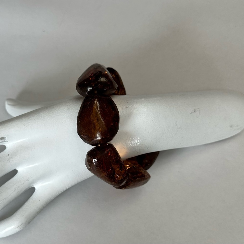Womens orange Amber large jumbo‎ stone bracelet